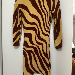 Zara Brown and Yellow Cowl Neck Sweater dress